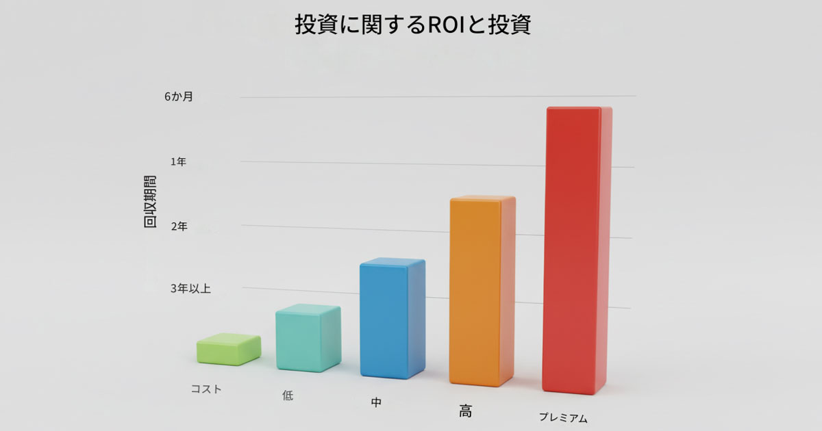 受講料30万/50万/100万別の投資回収期間を比較した棒グラフ